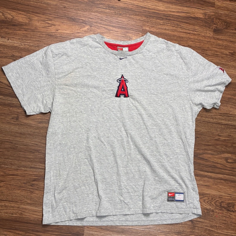 Vintage Nike Anaheim Angels MLB T-Shirt XXL Gray Embroidered Logo Baseball Y2K